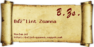 Bálint Zsanna névjegykártya